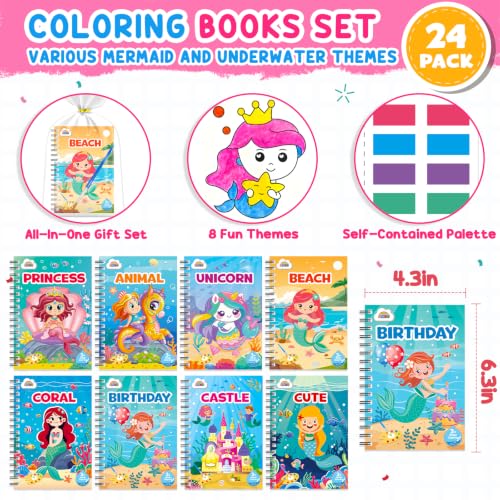 Image of ZMLM 24 Pack Mermaid Coloring Books - Birthday Party Favors for Kids 4-8