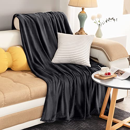 Onme Fleece Blanket, Throw Blanket For Couch - Soft Lightweight Microfiber Cool Blanket For Sofa, Bed, Camping, Travel, 50" X 60" Dark Gray #TOP6