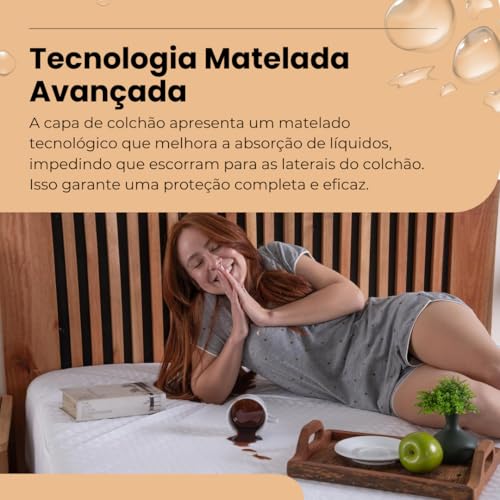 Capa De Colchão Impermeável Matelado Solteiro, Casal, Queen e King Branco Para Quartos e Hotéis (Que