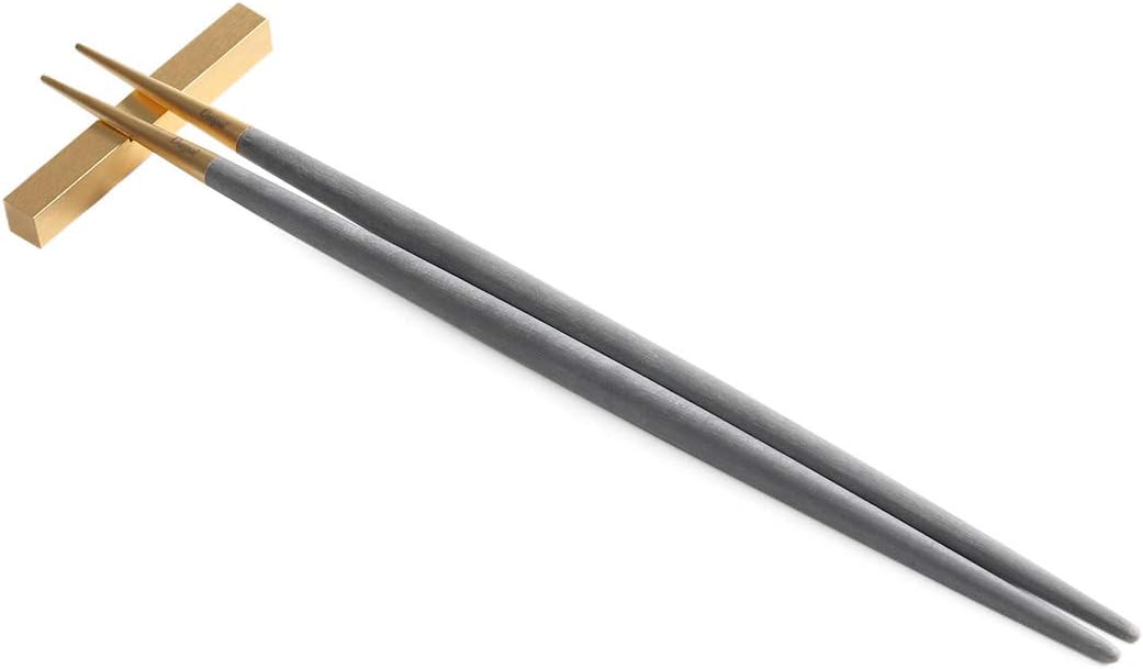 Kutipol GO29GRGB GOA/Gore Gray Matte Gold Chopsticks + Chopsticks Rest Set
