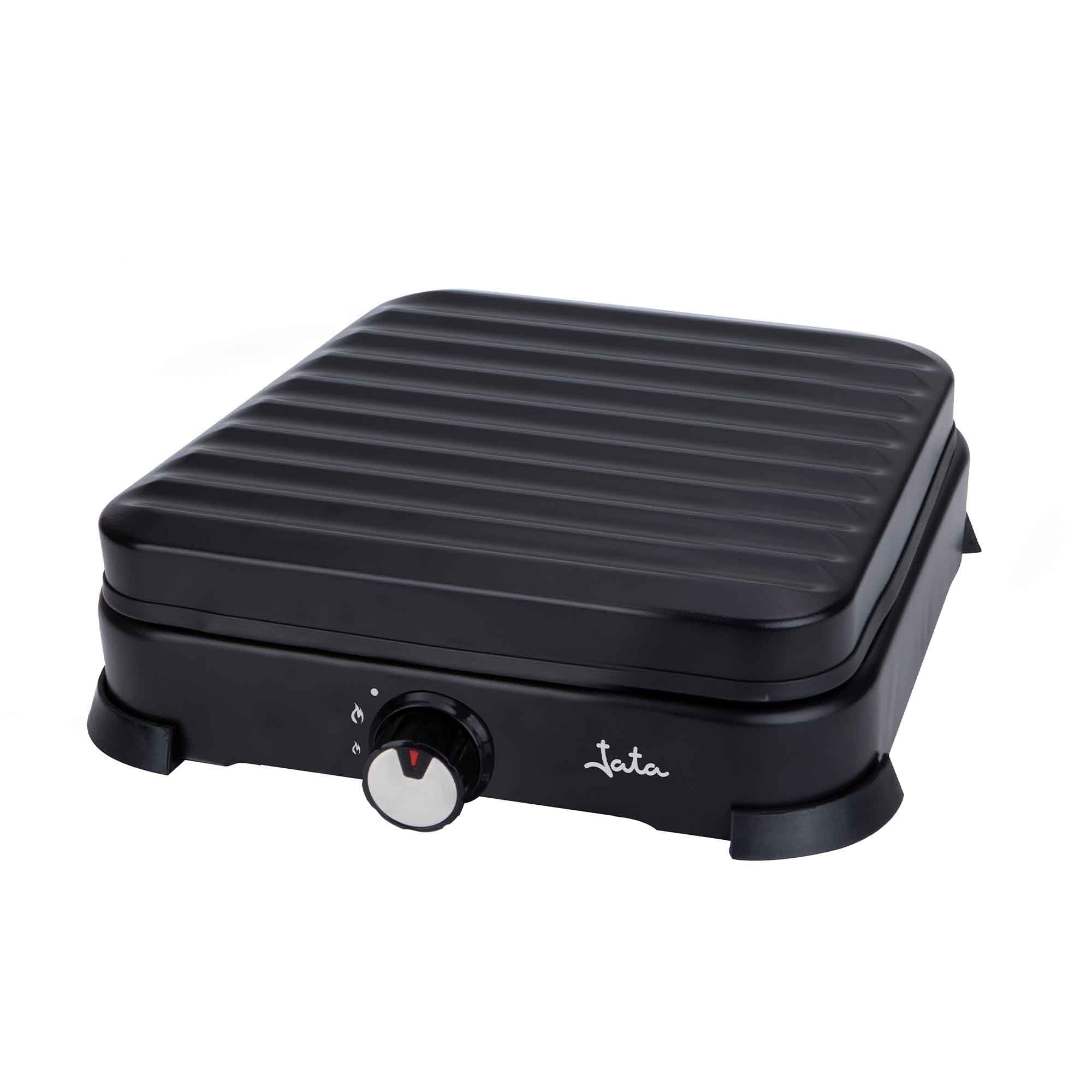 JATA JECG2721 - Fornello a gas portatile a 1 fuoco con grill. Adatto per butano e propano. Con coperchio protettivo rimovibile. Ideale per il campeggio. Occupa poco spazio
