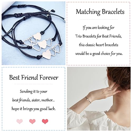 Friendship Bracelets for 3, Trio Bracelets for Best Friends, Matching Distance Bracelet, Adjustable Birthday Friendship Jewelry Gifts for Women2
