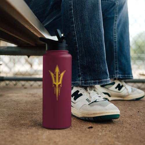 Image of Logo Brands NCAA AZ State Sun Devils 34oz Logo Quencher Bottle - Double-Wall Insulated, Stainless Steel, No-Spill Lid, Easy Carry Handle