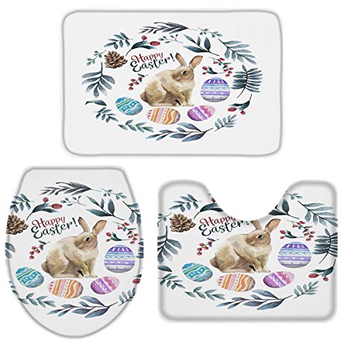 Badezimmer Vorleger 3-Teiliges Frohe Ostern Wc Vorleger Set 3 Teilig Waschbar 3-Teiliges...