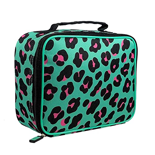 Polar Gear Kids Animal Print Lunch Bag - Insulated, Reusable Cooler Bag - Adjustable Shoulder Strap - Wipe Clean PEVA Lining - Great for Meals & Leftovers - Green, Black & Pink