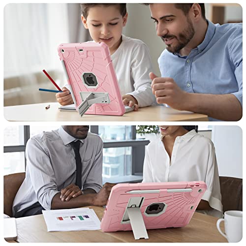 SIBEITU iPad 9.7 inch Case for Kids | iPad 6th Generation Cases with Stand | iPad 5th Generation Case W/Pencil Holder 2018/2017 | Slim Shockproof Protective Case for iPad 9.7 inch 5th/6th Gen Pink