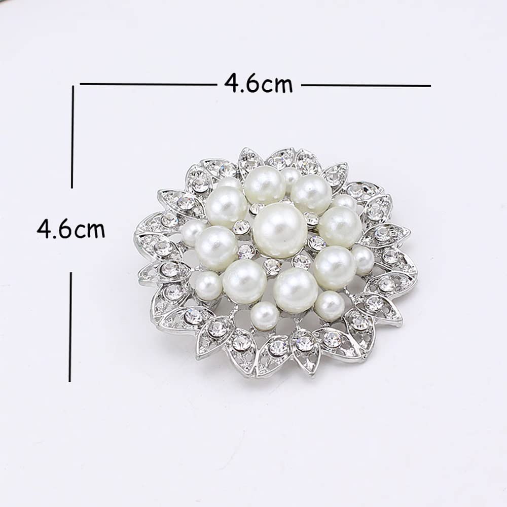 Perle Brosche Mode Weiß Imitation Perle Strass Kristall Blume Braut Brosche Handgefertigt Für Hochzeit Heiße Produkte