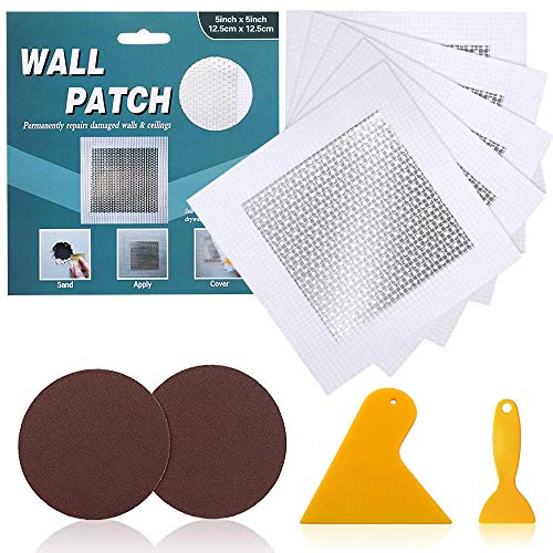 5' by 5'' Drywall Repair Patch, Wall Patch Repair Kit, Self Adhesive Wall Mesh Repair, Large Hole Patch for Drywall, Sheet Rock Patch, Aluminum Metal Sheetrock Ceiling Dry Wall Patch(5 Inch 5 Pieces)