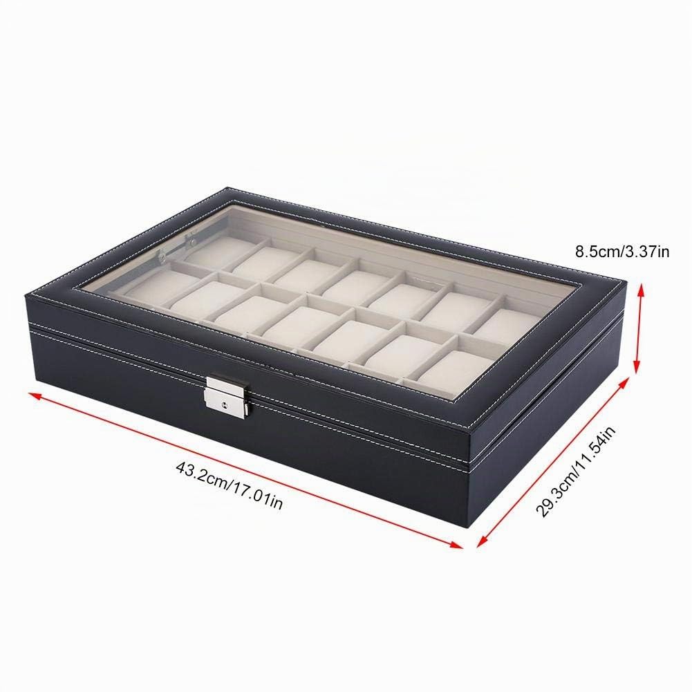 Dioche Boîte Porte-Montre avec Couvercle - Étui en Cuir PU pour 24 Montres Homme - Coffret Noir