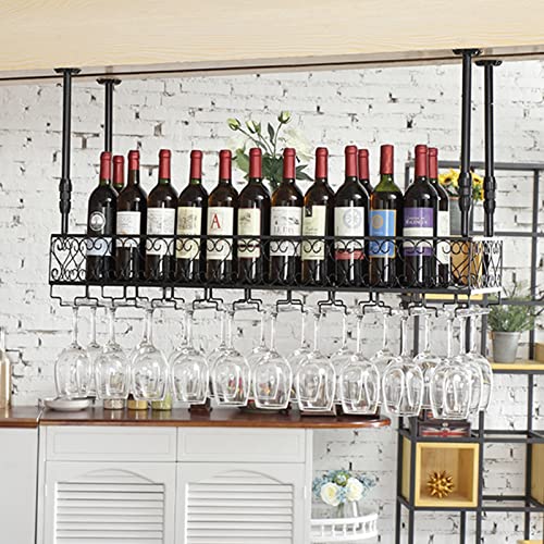 Support en métal et fer pour verres à vin et bouteilles suspendues - 4