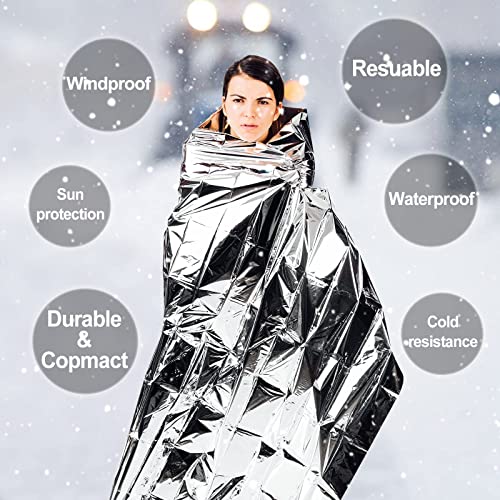 Searqing Emergency Mylar Thermal Blankets Space Blanket(50 Pack)-Camping Blanket Designed For Outdoors, Hiking, Survival, Marathons, Retain Body Heat(Silver Color) #TOP1