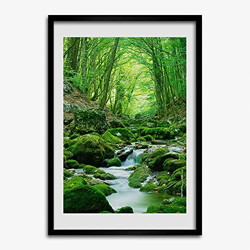 Cadre photo 50x70 cm Tulup en bois MDF avec affiche peinture moderne jungle