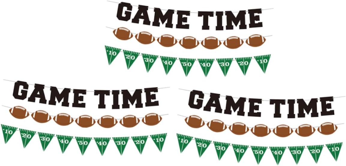 3 Pack Football Themed Party Decorations Birthday Banner Wall Hanging for Birthday Party Decorations