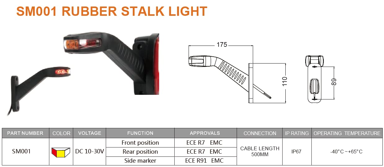 D-TECH 2 x LED Luci Posizione Laterali del Rimorchio Lampade Posizione Anteriore del Camion ECE-approvato 12v 24v luci di Posizione LED per rimorchio,Camper, Caravan Camion LED Luci Laterali rimorchio