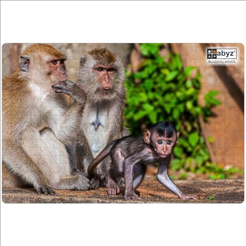 Image of ABYZ Wooden Jigsaw Puzzle - The Monkey Family Playset for Fun Educational & Little Explorers, 500-Pieces with Multicolor | Birthday Gift for (7 Plus Years) Age Kids.
