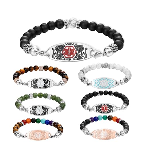 Custom Medical Alert Bracelets For Men Women Stainless Steel Personalized Engraved Emergency Medical ID Bracelets Birthday Gifts For Son Daughter