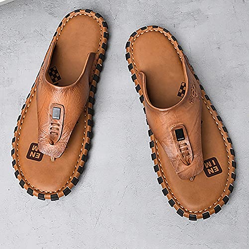 Tongs d'été pour hommes chaussures plage cuir à clip plates
