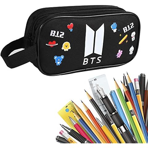 Funmo - BTS Pencil Bag, Pencil Case with Large Capacity Pencil Case Pencil Bag Pouch Desk Organizer with Multiple compartments for Boys, Girls, Students and Office Supplies Cover