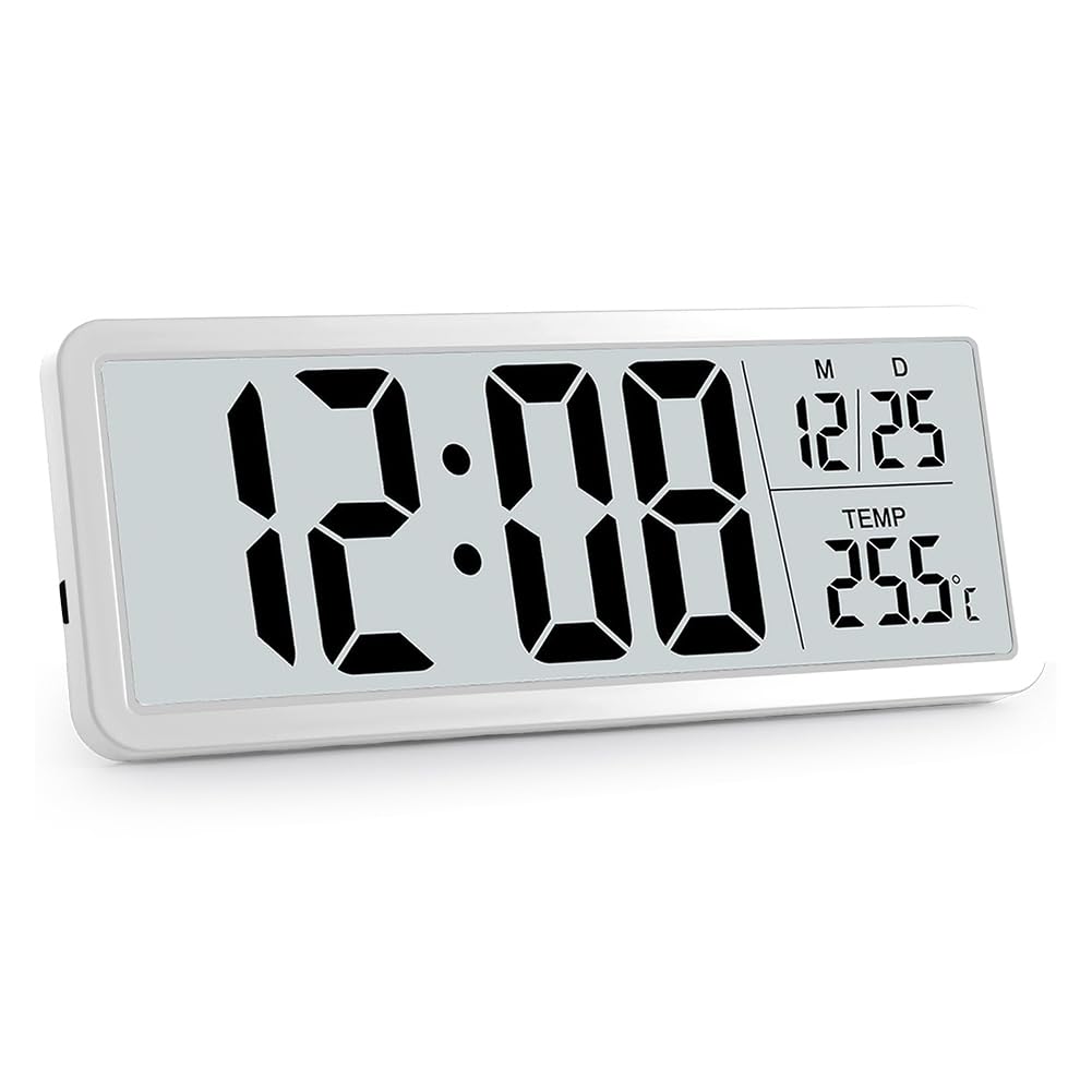 Orologio da calendario, da parete digitale a LED con calendario e 14 Extra Large Display temperatura EU Plug 110-240V (settimana di calendario) Digital Desk Alarm Day Clock Temperature Wall