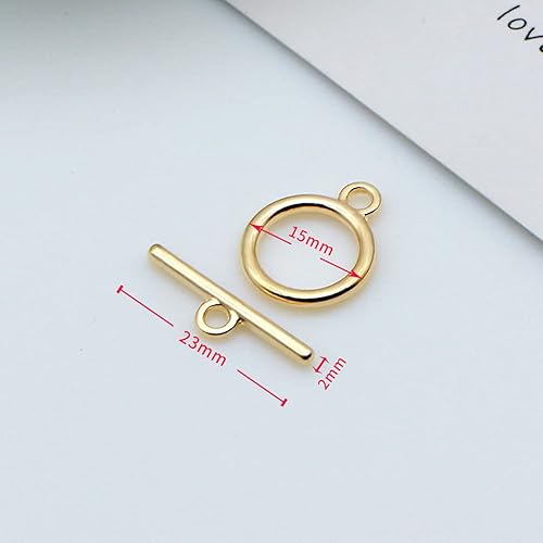 Miniatura 4 de 40 juegos de cierres de palanca de aleación de metal de cierre redondo, broches circulares de barra en T y conectores para joyería de manualidades