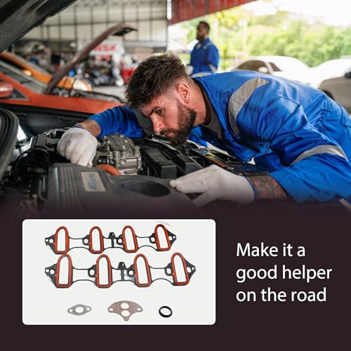 Image of MS 96587 MS92211 Engine Intake Manifold Gasket Set Replacement for Chevrolet GMC Hummer 5.3L 4.8L 2002-03 Compatible with Cadillac Escalade 5.3L 2001-03,Sierra 1500 HD 6.0L 2001-02