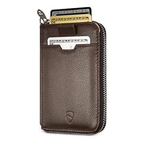Vaultskin NOTTING HILL Minimalist Leather Zipper Wallet for Women and Men: Slim Multi Cardholder with RFID Blocking and Keychain Ring