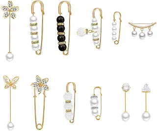 Umiwe 人工真珠 合金 安全 ピンブローチ ショールピン パールピン ストールピン かわいい おしゃれ レディース アクセサリー プレゼント クリスマス パーティー