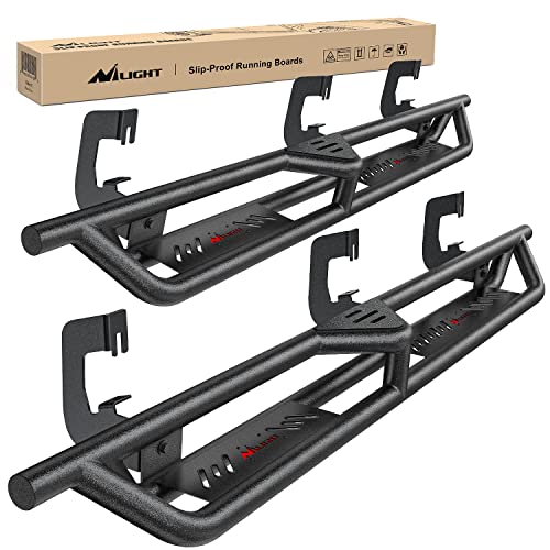 Image of Nilight Running Boards for 2007-2018 Chevy Silverado /GMC Sierra 1500;2007-2019 Chevy Silverado /GMC Sierra 2500HD 3500HD Extended Dual-StageTextured Powder Coated Side Step Nerf Bars