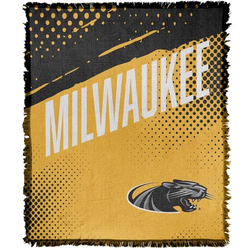 LOGOVISION University of Wisconsin-Milwaukee Fan Zone Woven Tapestry Cotton Blend Fringed Throw Blanket 50"x60"