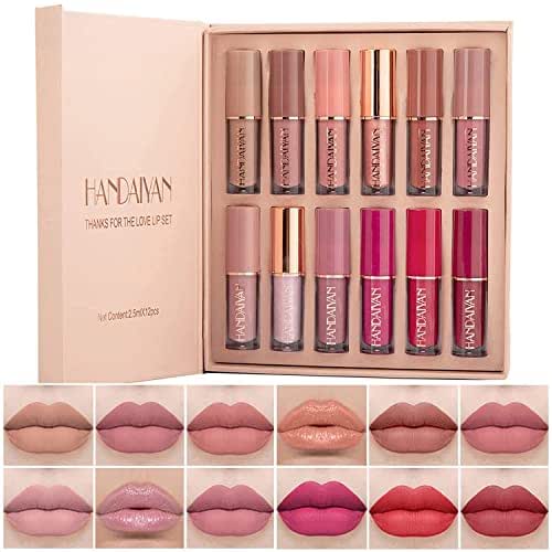 12 Colors Matte & Glossy Liquid Lipstick Set – Book