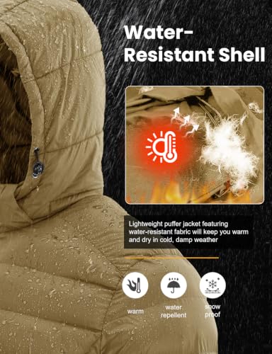 Image of TBMPOY Men's Lightweight Puffer Jackets Detachable Hood Water-Resistant Casual Winter Coat Hooded Insulated for Travel Ski