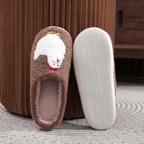 Image of Highland Cow Slippers for Women Plush Scottish Highland Cow Animal Slippers Warm Non Slip Home Indoor Slippers