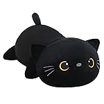 SQEQE Weighted Black Cat Plush, Weighted Black Cat Stuffed Animal, Cute Plushies Soft Pillow Toy Gift for Kids Adults 13.8 Inch, 1.6 Lbs