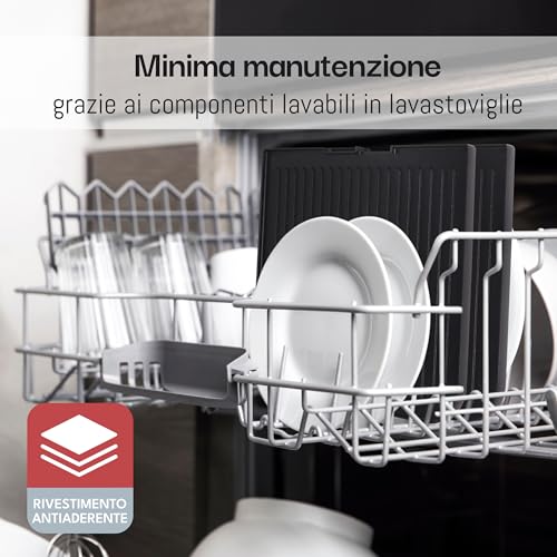 LEBENLANG Griglia Elettrica XXL 2400W - Incl. Pinze Per Barbecue & Paraspruzzi I Per Uso Interno & Esterno I Bistecchiera Barbecue Grill Elettrico Piastra Per Grigliare Senza Fumo BBQ Da Balcone - immagine 5