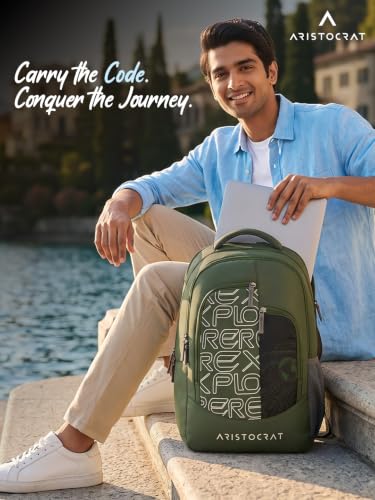 Image of Aristocrat Code 17 Inch Compatible Laptop Backpack 32 L | Premium Durable Fabric | 3 Spacious Compartments | Padded Shoulder Straps | 2 Quick Access Pocket | Ergonamic Back
