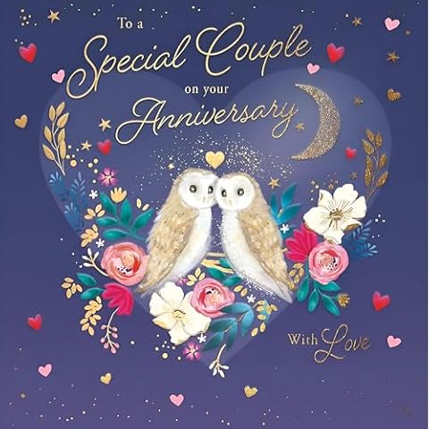 Noel Tatt Owl Couple Anniversary Card Cover