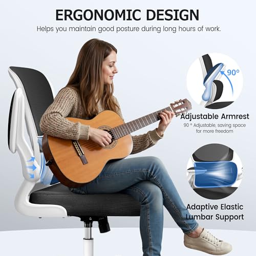 Image of ALLGOD Office Chair Ergonomic Desk Chair, Breathable Mesh Desk Chair Comfy with Lumbar Support, Flip-up Armrests, Computer Chairs Comfortable for Home, Office, Work, Standard, 300Lbs
