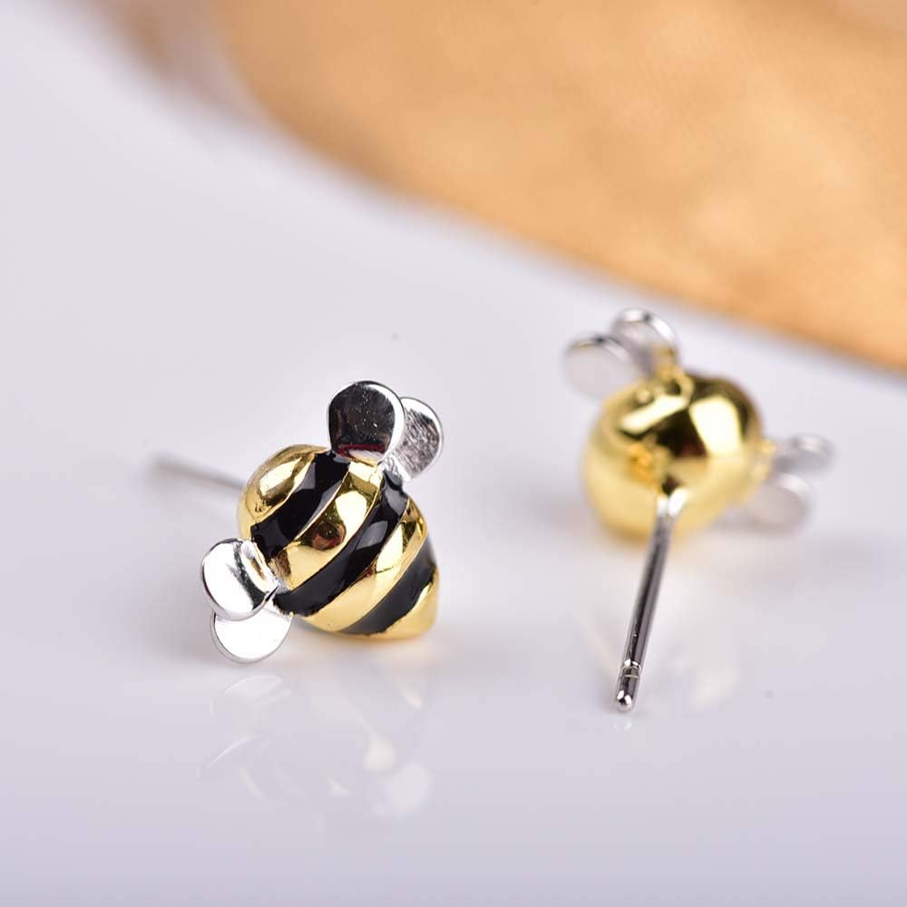 VIKI LYNN Cute Honeybee Stud Earrings Lovely Bee Sterling Silver Earrings Jewelry for Women - Image 5