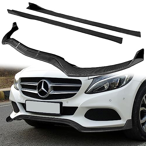 Check Front Diffuser Attachment Point Seal - 2021 Mercedes-Benz GT Black Series 3 Q1-TECH, 9PCS Front Bumper Lip & Side Skirt Extensions Diffuser Compatible with 2015-2018 Mercedes-Benz W205 C-Class C180 C200 C300 C350e, Front Lip Spoiler Body Splitter ABS (Painted Carbon)