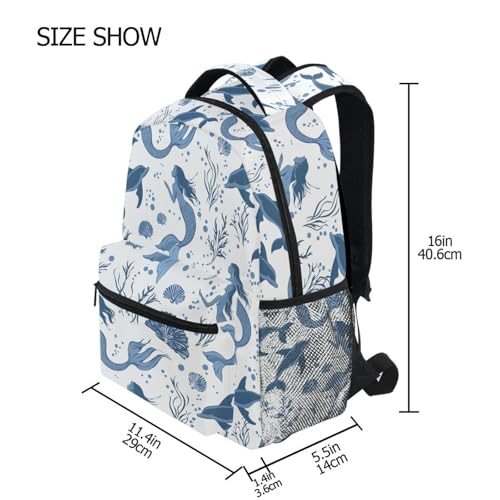 Mermaid Dolphin Seashell Backpack for School Boys Girls Adults Kids Bookbag Laptop Bag 18L4