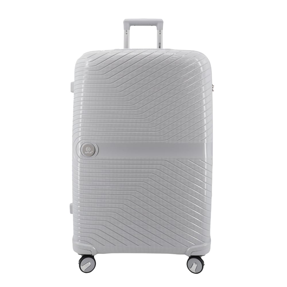 Solid Valigia L Espandibile Grigio Argento, Trolley Rigido 75x50x30 cm in Polipropilene con TSA e 4 Ruote Doppie