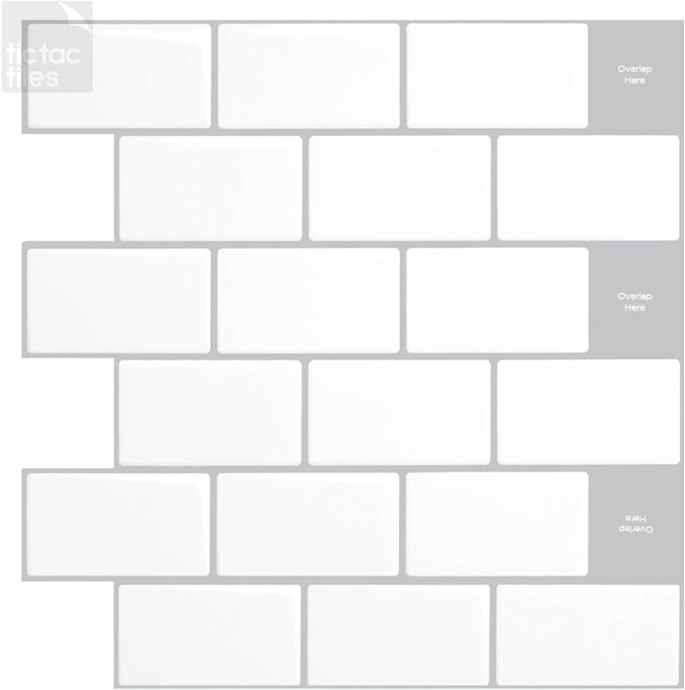 Premium Anti Mold Peel and Stick Wall Tile in Subway Design (12"x12" 10 Sheets, Mono White, 2X Stronger Adhesive)