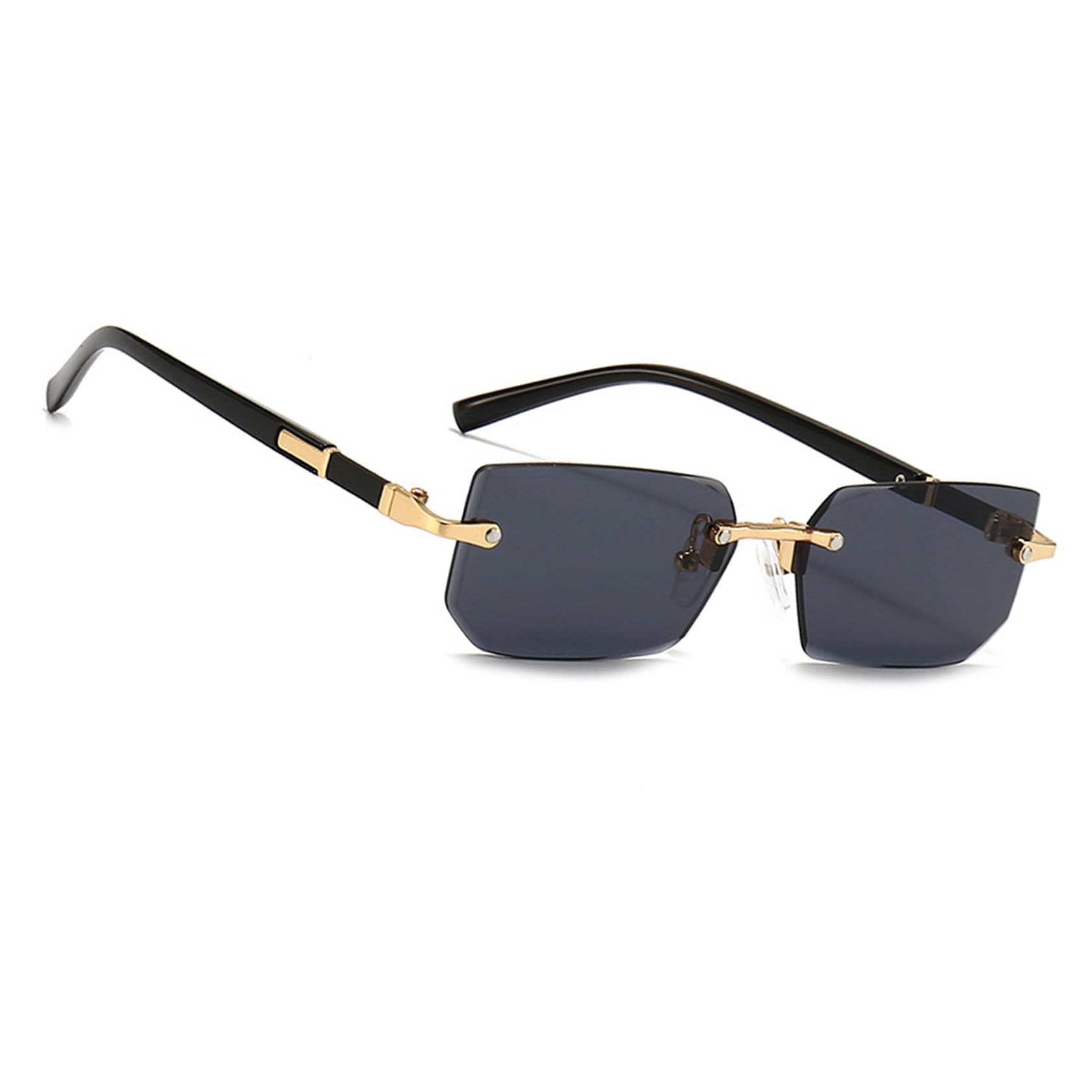Gafas de Sol Sin Montura Rectangulares, Retro Vintage Lentes Cuadrados, Protección UV, Cuadradas de Moda para Mujer Hombre, Gafa Lente Tintadas