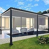 Jcnfa-Seitenzug- & Springrollos PVC Rollos Balkon Fenster PVC-Rollläden mit Armaturen, Wasserdicht Transparent Horizontale Rollo-Jalousie für Außen Pavillon Büro,165/170/175/180/185/190/195/200/205cm