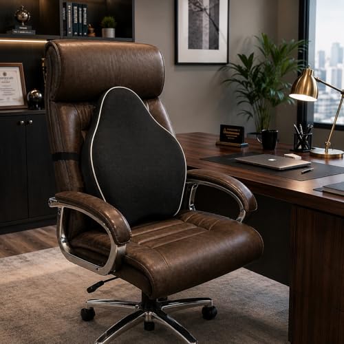 Image of Grin Health Full Backrest Cushion with Lumbar Support for Office Chair | High-Density Ortho Responsive Memory Foam | Orthopedic Back Rest for Back Pain Relief - Ergonomic Chair Cushion (Backrest Plus)