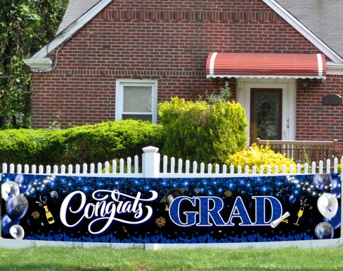 Image of 2026 Graduation Decorations-Congrats Grad Yard Sign Banner Decoration for Class of 2026 Graduation Party Supplies(Blue and Black)