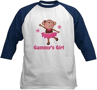 CafePress Gammys Girl Ballerina Baseball Jersey Kids Cotton Baseball Jersey, 3/4 Raglan Sleeve Shirt Navy/White
