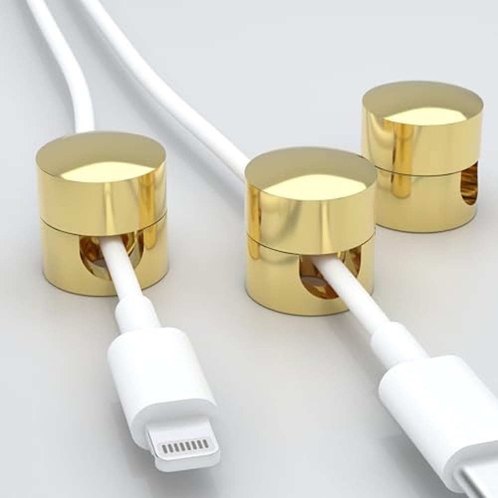 BEYOEE Sleek 3pcs Metal Cable Organizers to Keep Your Wires Tidy Suitable for Various Applications,gold