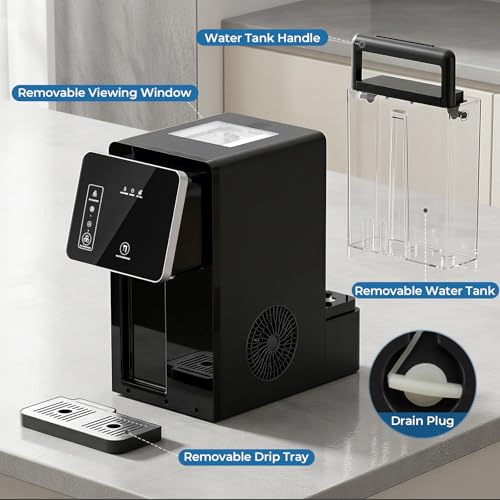 Image of Antarctic Star Countertop Ice Maker with Cold Water Dispenser, 3.5L Removable Tank, 2 Sizes, 9 Bullet Ice in 8 Mins, 26lbs Daily Ice Production, for Home /Office /Dorm /RV
