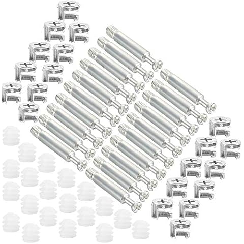 JUN-H 20 Sets of Furniture Connection 14.5mm Outer Diameter Cam Lock Fittings 35mm Connecting Rod Bolts and Plastic Nuts are Suitable for Splicing Assembly of Table Cabinets Cover